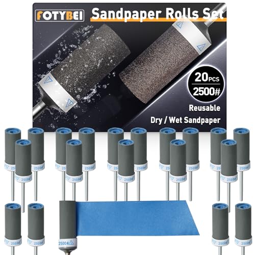 Sanding Drums Sandpaper Sticks Set for Rotary Tool with 1/8 Inch Shank (2500 Grit) - size: 2500 Grit