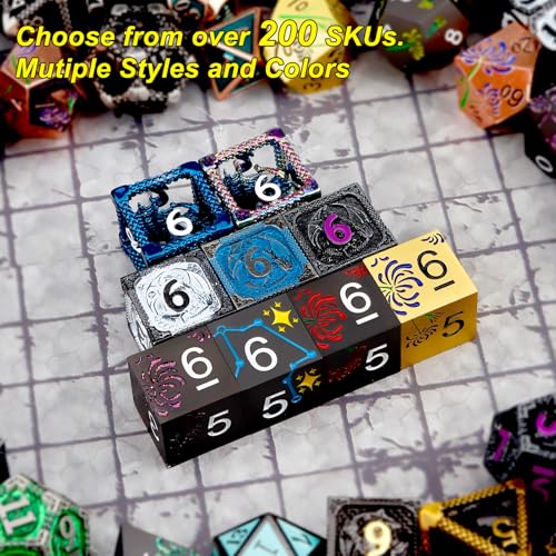 Haxtec Mystery Dragon Dice Bag with Random Metal DND Dice Set | Dragon Eye Dice Pouch, Drawstring, PU Leather, D&D Dice Compatible with Dungeons and Dragons, Accessories, DND Gifts - color: Random Metal, size: Small