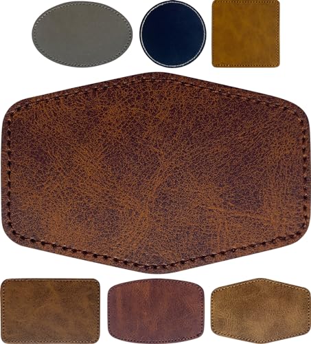 Leather Hat Patches for Laser Engraving Blank Hexagon Leatherette Sheets Laserable Faux Leather with Heat Press Adhesive Iron-on Cap/Beanie/Backpack/Jacket(Chestnut Brown/3 in×2 in/30 Pieces) - color: Chestnut Brown, size: Hexagon