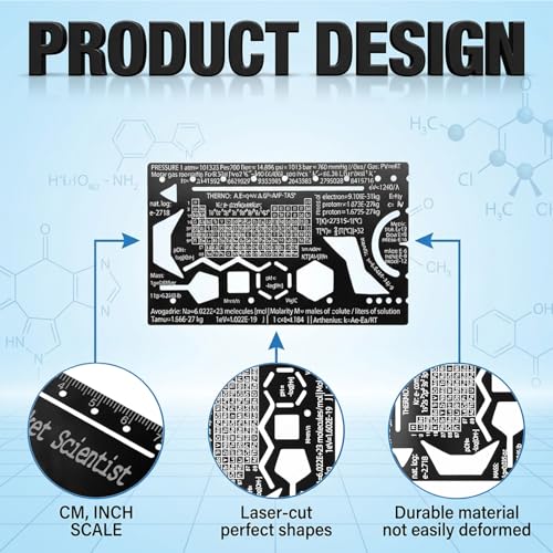 Organic Chemistry Stencil and Drawing Template, 3.35 X 2 Inch Organic Chemistry Model Kit Small Metal Ruler with a Leather Case for Engineering Equipment Artist Design Drawing Drafting Aid Tool