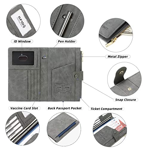 Mudono RFID Blocking Slim Passport Wallet, Travel Document Organizer - color: Black