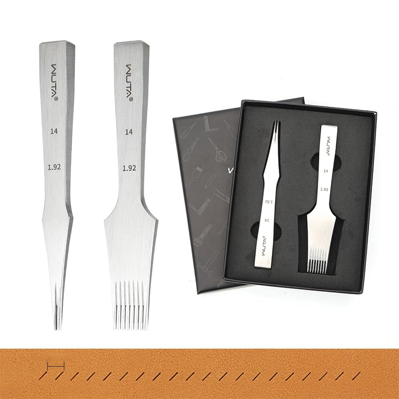 WUTA Leather Chisel All-Polished Die-Steel Puncher French Style Pricking Iron Sharp Leather Punching (Obverse, 1.92mm 2+8Teeth) - color: Obverse, size: 1.92mm 2+8Teeth