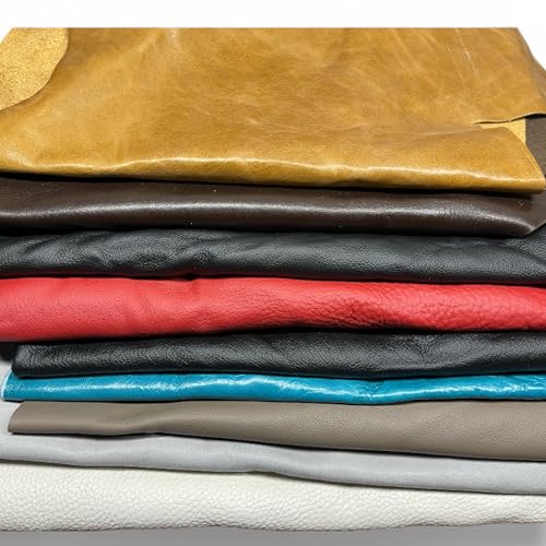 Leather Scraps - Soft and Flexible. New Larger Sizes. Mixed Colors. 2-7 Pieces per Pack. 2 lbs.