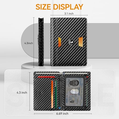 GSOIAX Wallet for Men Slim Top Grain Leather Wallet with 13 Card Slots & 1 Bill Compartment - RFID Blocking Thin Bifold Front Pocket Credit Card Holder (Carbon-black) - color: Carbon-black