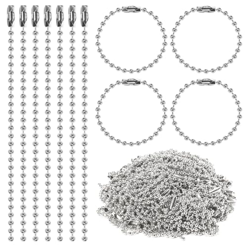 300 pcs 3.9 in Ball Chains Keychain Tag Keychain Ball Chain Bulk,Beaded Chain Connector Chains for Keychains,Dog tag Chain Key Chain Links,Silver Nickel Plated Metal 2.4mm Ball Bead Chains - color: 300 pcs Silver Ball Chain Necklace 3.9 in