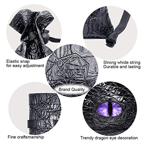 Haxtec Dragon Dice Bag, PU Leather Pouch with 3D Glass Dragon Eye | Drawstring, DND Dice Bag, For Dungeons & Dragons, D&D Gifts for Dragon Gamer and Lovers, Small, Patent D893867 - color: Light Purple, size: Small