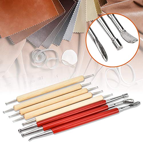 Embossing Tools for Metal Craft,Leather Tracing Tool,Leather Carving Tools,Leather Embossing Tools 8Pcs DIY Handmade Leather Craft Carving Tool Spoon Double Head Point Drill Pen Kit Set