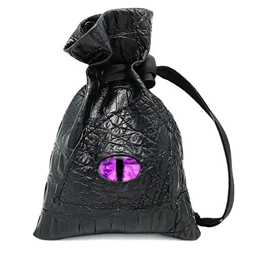 Haxtec Dragon Dice Bag, PU Leather Pouch with 3D Glass Dragon Eye | Drawstring, DND Dice Bag, For Dungeons & Dragons, D&D Gifts for Dragon Gamer and Lovers, Small, Patent D893867 - color: Purple, size: Small