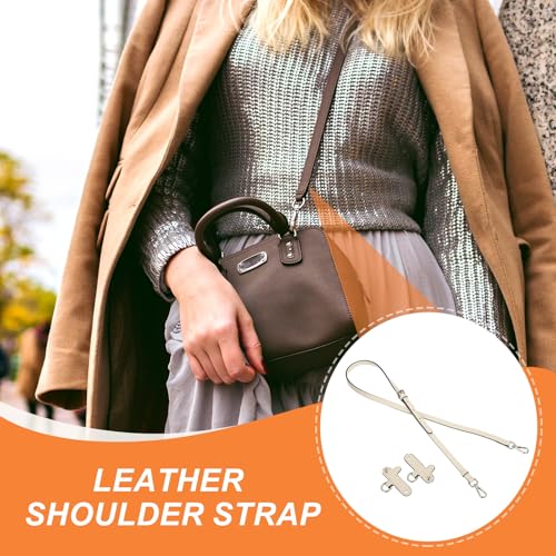 PATIKIL Leather Shoulder Strap, Adjustable Purse Straps Replacement Kit with Clasp for Crossbody Handbag Mini Tote Bag, Cream White - color: Cream White