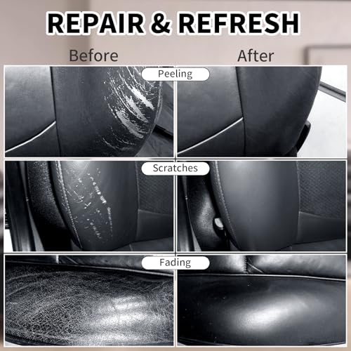 Leather Recoloring Balm,8.5oz Leather Color Restorer,Black Leather Repair kit for Furniture and Car Interior,Leather Couch Scratch Repair,Leather Dye Paint for Faded,Cracked and Damaged Leather - color: Black, size: Leather Recoloring Balm