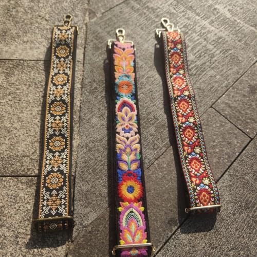 Flower Purse Strap Replacement Embroidery Crossbody Shoulder Strap for Handbag Canvas Purse Extender Accessories - color: Red Flowers