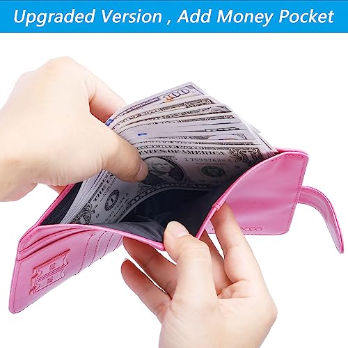 Passport Holder Cover Wallet RFID Blocking, Travel Essentials - color: Pink