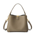 Leather Bucket Bag for Women, Soft Crossbody Top-handle Purse | Small Tote Handbag with 3 Style Detachable Straps, Spacious Daily Handbag for Work Outing Daily Use - color: Gray