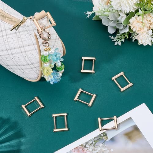 1 Box 6Pcs Rectangle Screw Rings Buckle Gold Detachable Strap Connector Metal Alloy Rectangular Shackle Screws Bag Straps Loop Replacement for Purse Handbag Belt Making Accessories 1 Inch