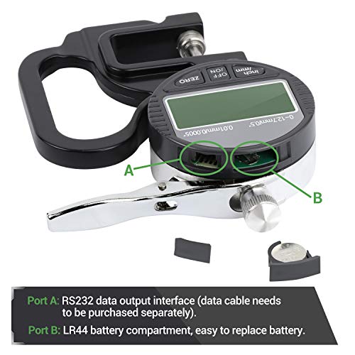 Digital Thickness Gauge 0.5in/12.7mm 0.0005in/0.01mm for Leather