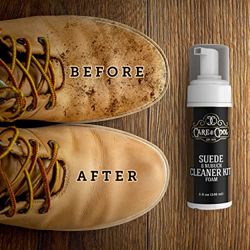 Care & Cool Suede & Nubuck Foam Cleaner Kit, Hog Brush, Eraser & Cloth | Penetrates Pores to Lift Dirt & Grime, Preserves Natural Look & Texture, No Harsh Chemicals, For Leather, Canvas & Knitwear - style: Foam Kit