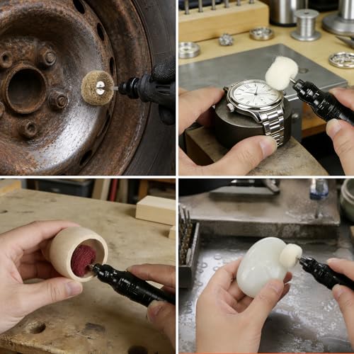 90-Piece Abrasive Buffing & Polishing Wheel Set - 1/8" Shank, 1" (25mm) 80-800 Grit, 15 Wool Felt Buffing Wheels, Rotary Tool Polishing Kit for Metal, Jewelry, Wood, Glass - color: Mix 90Pcs
