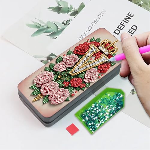DIZAKIM 1pcs 5d Diamond Art Kits for Adults Small Diamond Painting Kit Gem Art Paint by Diamonds Dots Eyeglasses Case DIY for Beginner Women (#1) - color: #1