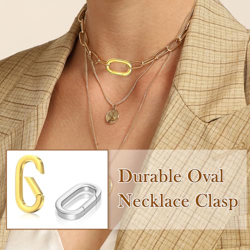 10PCS Oval Clasp Carabiner Necklace Connector Stainless Steel Spring Clasps Bracelet Closures Keychain Lock Clasps Necklaces Clips Key Ring Bracelets Shortener for Jewelry Finding DIY Making Kit (A17) - color: 5PCS Silver + 5PCS Gold, size: Small (0.55*0.