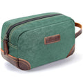 emissary Men's Toiletry Bag, Leather and Canvas Travel Toiletry Bag, Dopp Kit for Men, Travel Bathroom Bag Men's Shaving Kit, Travel Kit Small Bags for Men, Shaving Bag for Travel Accessories (Green) | Durable canvas & PU leather, water-resistant lining,