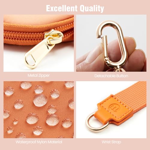 Mini Dual Pouch Wristlet Wallet for Women – Zip Around wristlet Keychain Wallet with 2 Wristlets, Ideal for Dog Walking, Coffee Runs & Lunch Break Essentials (Ruby +Orange) - color: Ruby+Orange