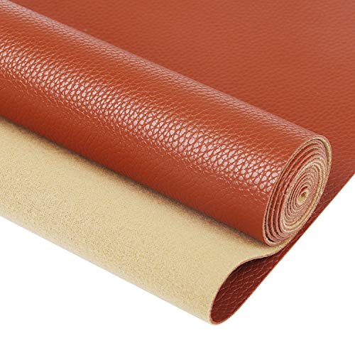 RAGAN Solid Color Faux Leather Sheets( 7.8 "X 53" ), Leather Fabric is Perfect for Leather Earrings and DIY Projects (Brown) - color: Clear,brown