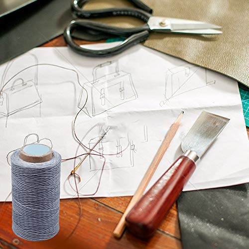 284Yards Waxed Thread for Leather, 0.8mm Waxed Linen Thread, Wax String | Waxed Thread for Bookbinding, Upholstery Thread Heavy Duty, Wax String for Leather Craft DIY/Bookbinding/Shoe Repairing - color: Light Gray