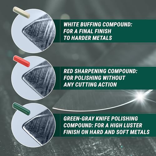 BeaverCraft Stropping Compound Kit for Leather Strop - Buffing Compound for Knife Polishing - Red White Green Polishing Compounds P03