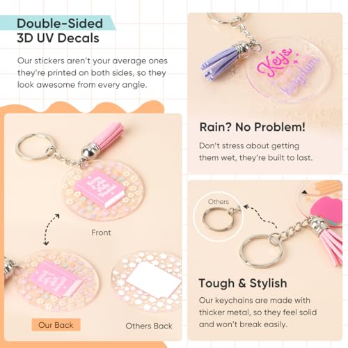 YOPPIX 140 PCS Acrylic Keychain Blank Set, Mama Double-Sided UV DTF Stickers Acrylic Keychain Making Kits for Vinyl DIY Craft Project - color: MAMA