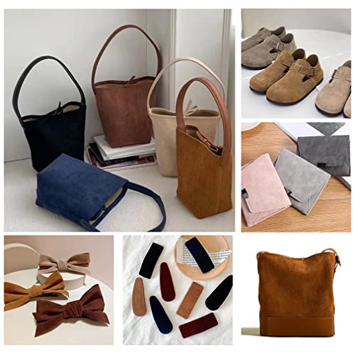 8 Pcs Frosted Suede Faux Leather Fabric Blue Brown Color Velvety Touch Soft Synthetic PU Leather for Hair Bows Earrings Jewelry Making - color: Frosted-light Color