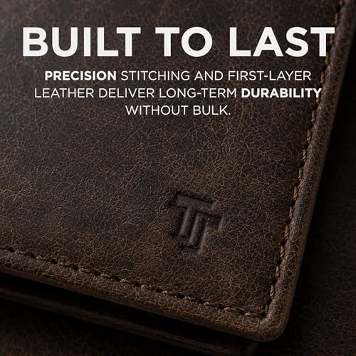 Leather Wallet – TrifoldCard Holder | Real Genuine Leather Mens Wallet | RFID Secure | Fits 8 Cards | Tap to Pay Feature | Quality Credit Card Holder (Brown) - color: Brown