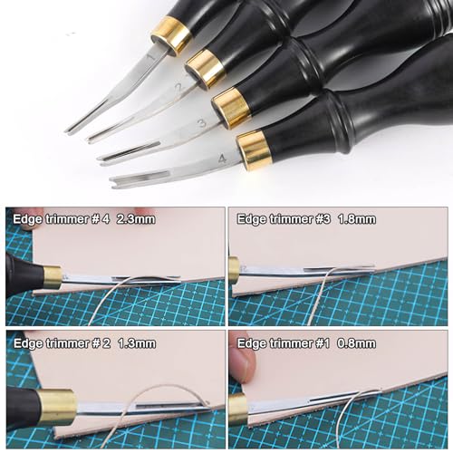 YZLIEZRE Leather Edge Bevelers, Edge Skiving Beveler 0.8mm, 1.3mm,1.8mm,2.3mmLeather Working Tools Skiver Tool for Leathercraft Working (4# 2.3mm) - size: 4# 2.3mm