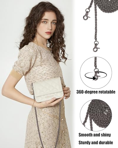 Purse Chain Strap, 8 Pack 47 Inch Purse Chain Extender Crossbody Chain Strap Metal Bag Chains Strap - color: Black