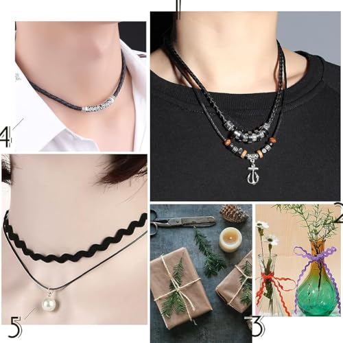 GORGECRAFT 10m Black Braided Leather Cord 4mm Round Leather Strings Bolo Tie Necklace Cords Leatherette Rope PU Braiding Strips Beading Threads for DIY Crafts Bracelet Necklace Keychain Jewelry Making - color: Black, size: 4mm*10m
