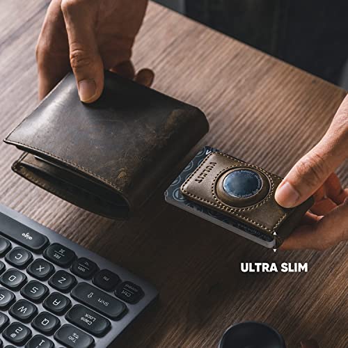 VULKIT Men's Magnetic Money Clip with Airtag Holder - Airtag NOT Included- Holds Up to 15 Cash or 8 Cards - color: Espresso