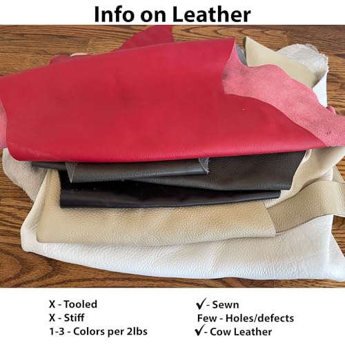 Premium Leather Scraps – Large Pieces by Memory Cross | Custom Color Requests | Soft, Flexible Leather Remnants for Crafts, Patches & Repairs | Ships from USA. Available in 1, 2 and 3 lbs. (1)