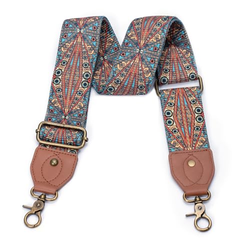 Purse Strap Replacement Crossbody Adjustable Bag Strap Retro Jacquard Embroidery Wide Shoulder Strap for Women Handbags - color: Bohemian Stripes