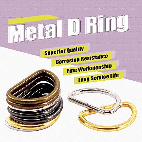 Swpeet 120Pcs 5/4 Inch - 30mm 4Colors Multi-Purpose Metal D Ring Semi-Circular D Ring for Hardware Bags Ring Hand DIY Accessories (Mixed Color, 5/4 inch) - color: Mixed Color, size: 5/4 inch