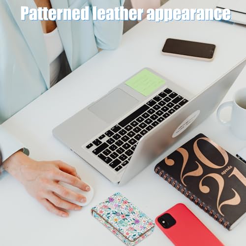 Business Card Holder, PU Leather Printing Business Card Case Pocket with Magnetic Shut, Portable Business Card Carrier Holder for Women or Men (Flower-Blue) - color: Flower-Blue