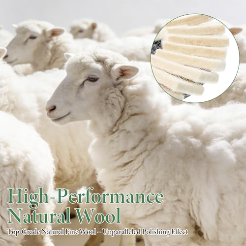 12 Pcs 4-1/2" Wool Polishing Wheel Disc & 3 Polishing Compounds | 7/8" Thicken Arbor Buffing Wheel Wool Felt Flap Disc for Angle Grinder Multi Surface Metal Wood Automotive