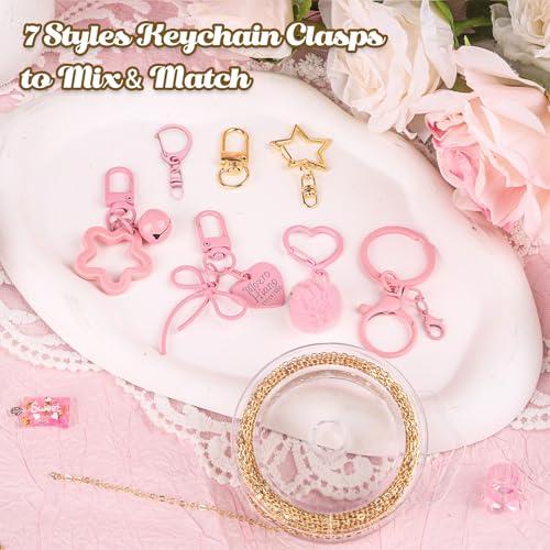 Ecoofor 249Pcs Keychain Making Kit for Kids & Adults – Includes 15 Keychain Clips, 16.4 Feet Chains, 100 Charms, Beading Accessories, Jewelry Pliers – DIY Bag Charms & Jewelry Craft Kit Supplies - color: Gold-249Pcs Kit
