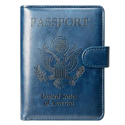 Passport Holder Cover, ACdream Protective Premium Leather RFID Blocking Wallet Travel Case for Passport/Credit Card/Air Ticket, - color: Dark Blue