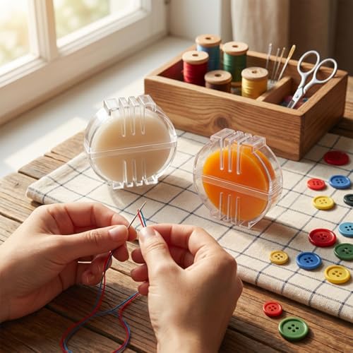 Beeswaxs Thread Conditioner - 2 PCS Thread Wax Thread Conditioner, Embroidery Beeswaxs Floss Conditioner with Plastic Box for Quilting Sewing Strengthening Line Wax