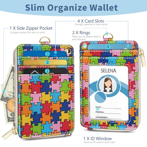 Autism Awareness Lanyard Wallet with Id Badge Holder Keychain Card - color: Autism Awareness