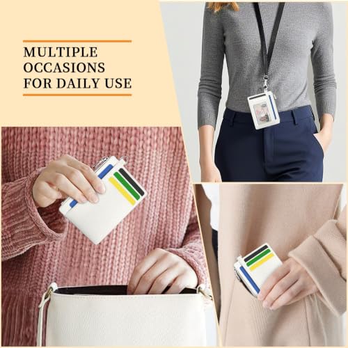 Hancynir White Minimalist Small Wallet Women Credit Card Holder RFID Slim | Zipper Pocket Wallet, Thin Travel Coin Purse, Ladies Women Mens Gifts, Cute Card Case, 6 Card Slots, ID Window, PU Leather - color: 01-Lichee White-03