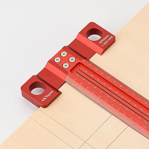 Precision Woodworking T Square 300mm, Reference Square for Layout & Setup | Support Lips prevents tipping, Built in Scribing guide, Precision Layout Tool for Woodworking, Carpentry & DIY Design - style: 300 mm