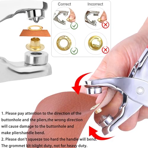 Grommet Tool Kit with 605 Pieces, 1/2 Inch Eyelets and Washers in Gold, Silver, Black,Two Set of Installation Tools, Installation Pliers, Hole Punch, Punched Pad for Leather, Belt, Shoes, Crafts - color: 1/2inch & 605pcs