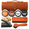 13Pcs Shoe Polish Kit, Shoe Shine Kit for Men & Women with Horsehair Brush, Mink Oil for Leather Boot Shoe Care Kit - color: Brown