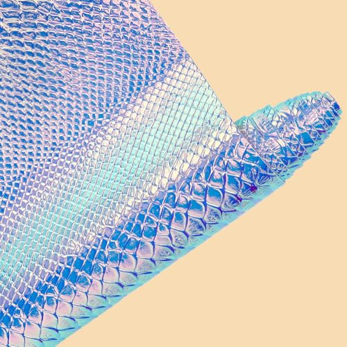 53 x 11.8 Inch Synthetic Vinyl Fabric Light Purple Embossed Snake Skin PU Leather Sheets Snake Textured Holographic Glossy Mirrored Faux Leather Rolls for DIY Crafts Making Furniture Cover - color: Light Purple