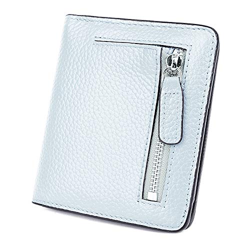 Small Leather Wallet for Women, Ladies Credit Card Holder RFID Blocking Women's Mini Bifold Pocket Purse - color: Grayish White Rfid Blocking